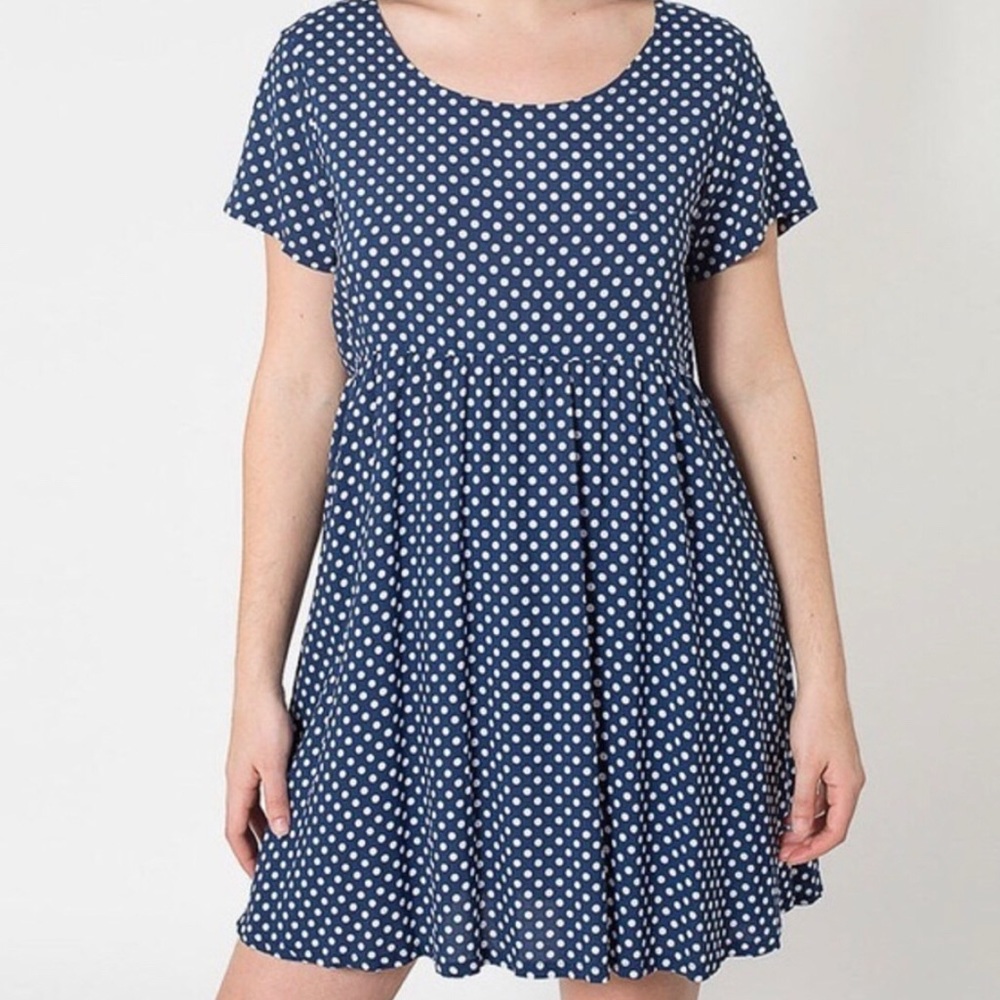 American Apparel Blue Polka Dot Babydoll Dress XS/S